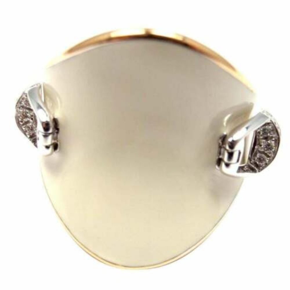 Authentic! Roberto Coin Saddle Stirrup 18k Rose Gold Diamond Enamel Ring​